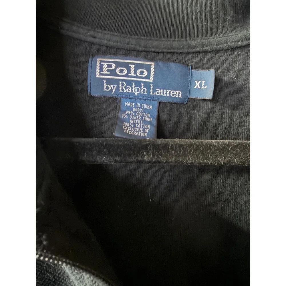 Polo Ralph Lauren Mens XL Black Full Zip Pique Track‎ Jacket Red Pony Logo